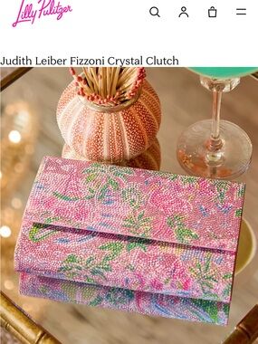 Judith Leiber  and Lilly Pulitzer colab Pink Crystal Floral Embellished Clutch